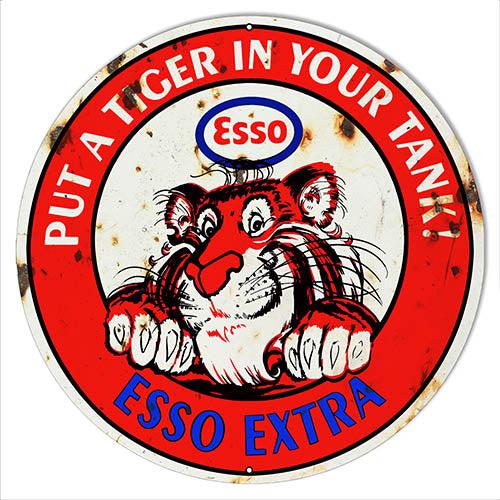 Aged Esso Put a Tiger in Your Tank Metal Sign – Grease Monkey Garage