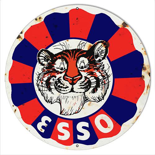 Aged Esso Tiger Metal Sign-Metal Signs-Grease Monkey Garage