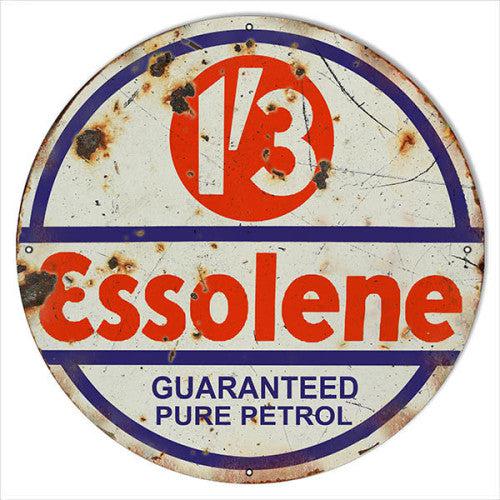 Aged Essolene Gasoline Metal Sign-Metal Signs-Grease Monkey Garage