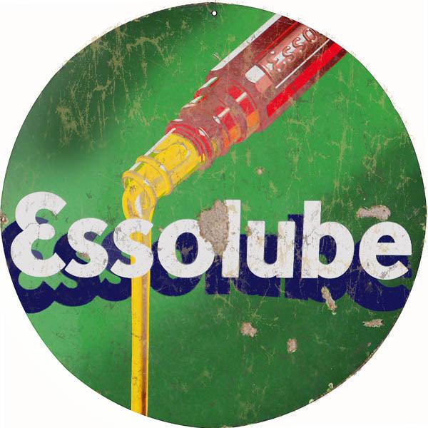 Aged Essolube Motor Oil Metal Sign-Metal Signs-Grease Monkey Garage
