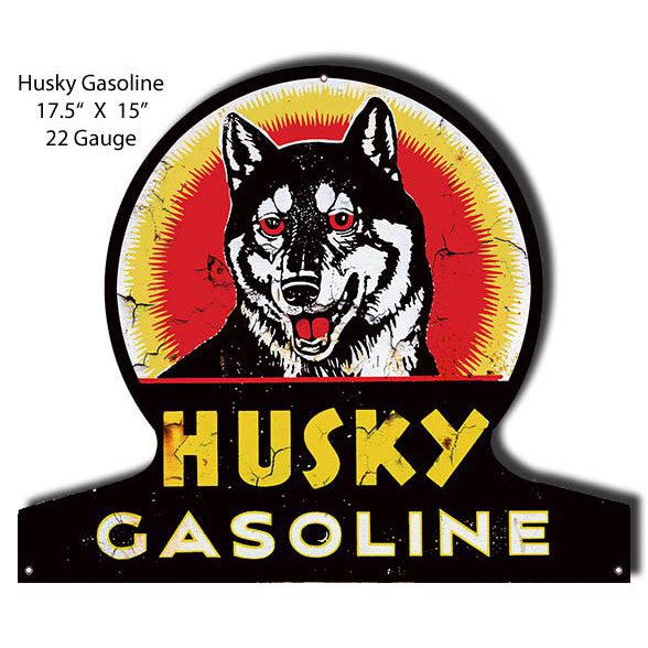 Aged Husky Gasoline Metal Sign-Metal Signs-Grease Monkey Garage