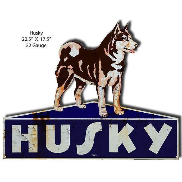 Aged Husky Metal Sign-Metal Signs-Grease Monkey Garage