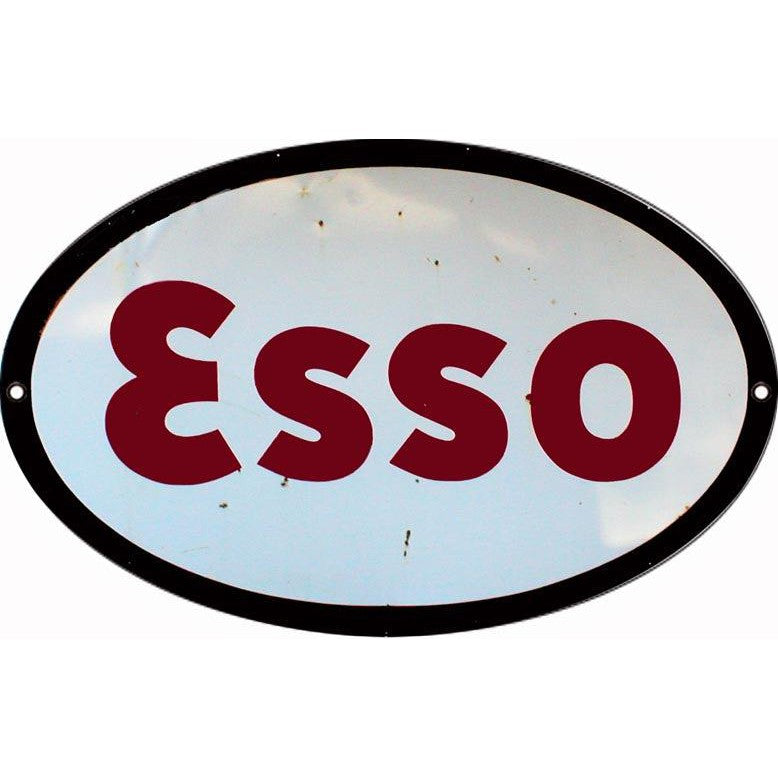 Aged Oval Esso Metal Sign-Metal Signs-Grease Monkey Garage