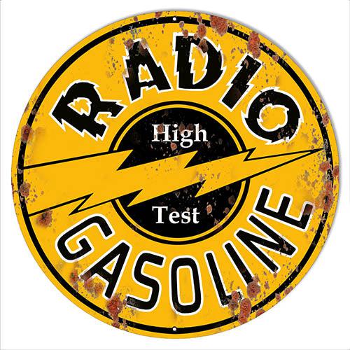 Aged Radio Gasoline Metal Sign-Metal Signs-Grease Monkey Garage