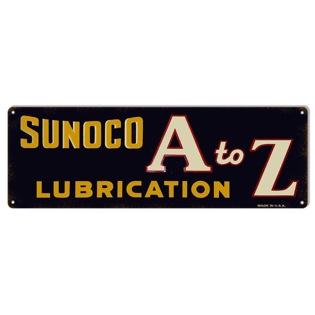 Aged Sunoco A to Z Lubrication Metal Sign-Metal Signs-Grease Monkey Garage