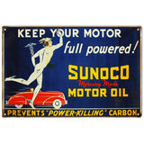 Aged Sunoco Motor Oil Metal Sign-Metal Signs-Grease Monkey Garage