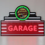 Art Deco Marquee Dad's Garage LED Flex-Neon Sign in Steel Can-Grease Monkey Garage