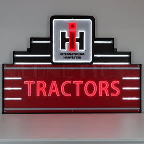 Art Deco Marquee International Harvester Tractor LED Flex-Neon Sign in Steel Can-Grease Monkey Garage