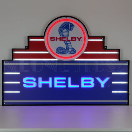 Art Deco Marquee Shelby LED Flex-Neon Sign in Steel Can-Grease Monkey Garage