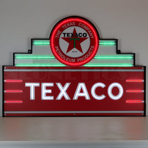Art Deco Marquee Texaco LED Flex-Neon Sign in Steel Can-Grease Monkey Garage