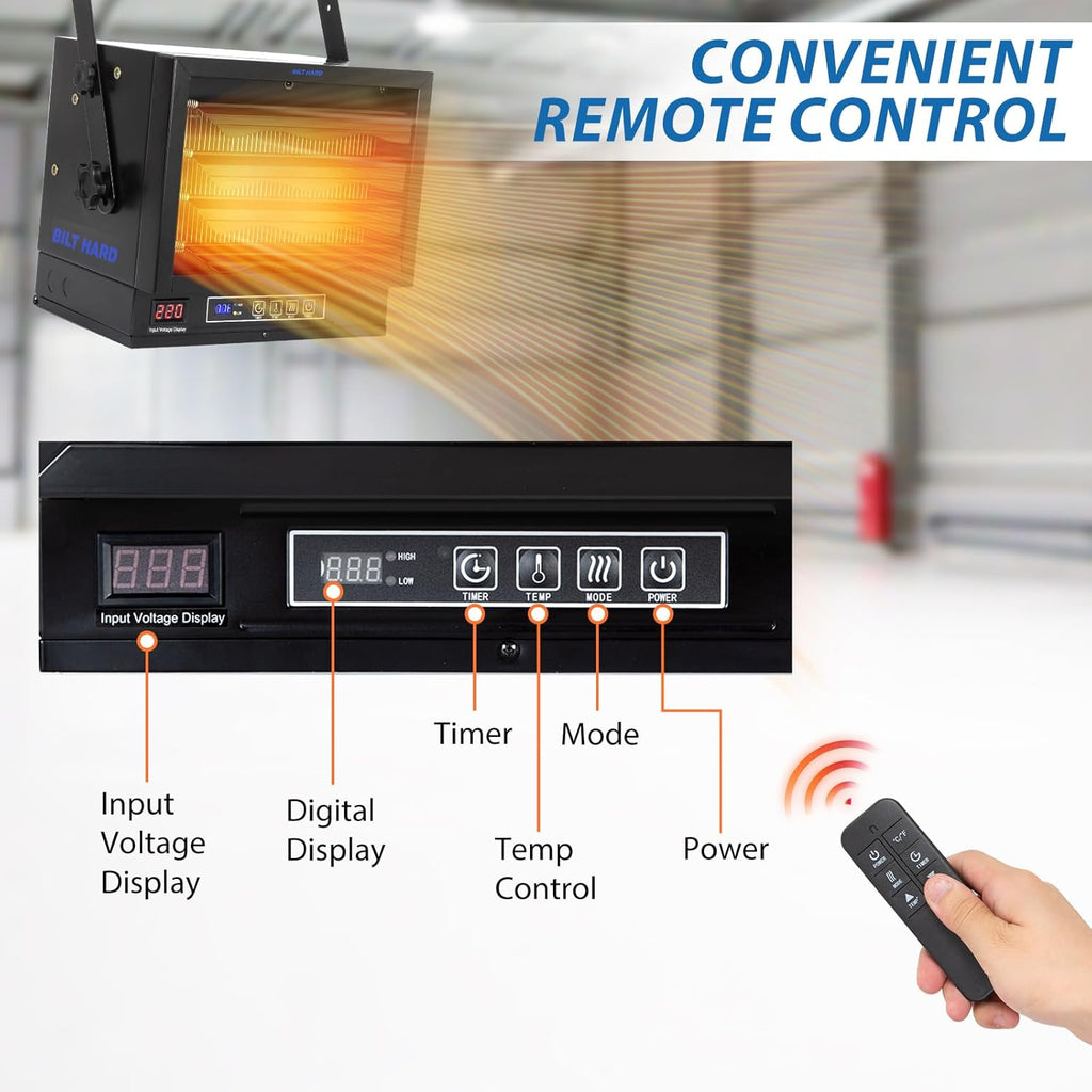 BILT HARD 10,000W Garage Heater, 240V Digital Fan-Forced Wall Mount Shop Heater with Full-Function Remote, Hardwired Shop Heater with 8H Timer, Overheat Protection, Ideal for Garage, Workshop-Heater-Grease Monkey Garage