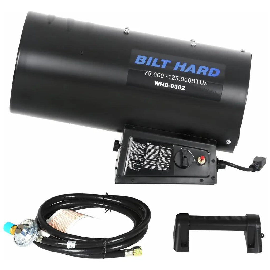 BILT HARD 125,000 BTU Forced Air Propane Heater, Adjustable Liquid Propane Torpedo Heater, CSA Listed-Heater-Grease Monkey Garage