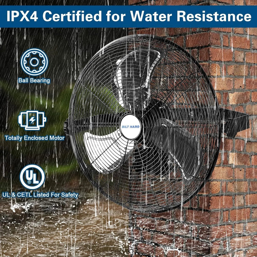BILT HARD 18 in. 4300 CFM Outdoor Wall Mount Fan, 3-Speed Waterproof Wall Fan Industrial Grade High Velocity Outdoor Fans for Patio, Commercial, Garage, and Gazebo Use, UL Listed-Fan-Grease Monkey Garage