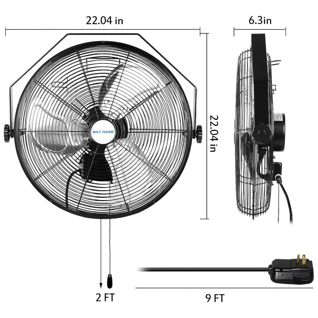 BILT HARD 18 in. 4300 CFM Outdoor Wall Mount Fan, 3-Speed Waterproof Wall Fan Industrial Grade High Velocity Outdoor Fans for Patio, Commercial, Garage, and Gazebo Use, UL Listed-Fan-Grease Monkey Garage
