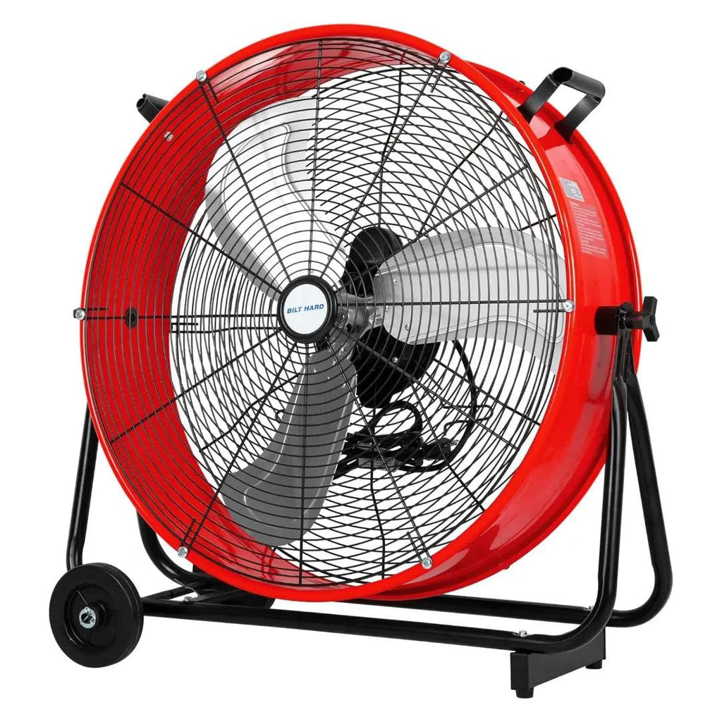 BILT HARD 24" 8100 CFM High Velocity Industrial Drum Fan, 3-Speed Heavy Duty Metal Red Shop Fan for Warehouse, Workshops, Garage, Factory and Basement, UL Listed-Fan-Grease Monkey Garage