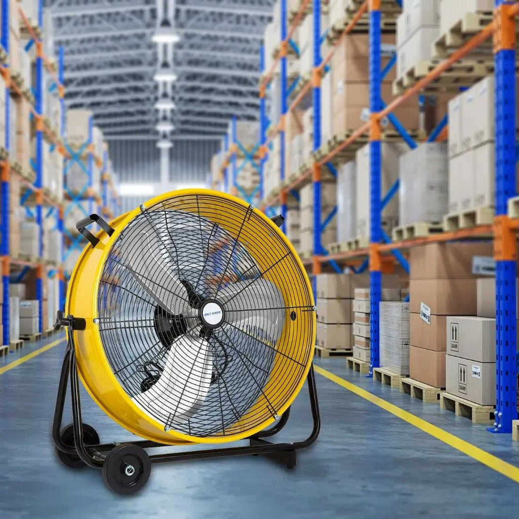 BILT HARD 24" 8100 CFM High Velocity Industrial Drum Fan, 3-Speed Heavy Duty Metal Yellow Shop Fan for Garage, Warehouse, Workshops, Factory and Basement, UL Listed-Fan-Grease Monkey Garage