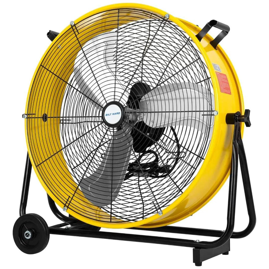 BILT HARD 24" 8100 CFM High Velocity Industrial Drum Fan, 3-Speed Heavy Duty Metal Yellow Shop Fan for Garage, Warehouse, Workshops, Factory and Basement, UL Listed-Fan-Grease Monkey Garage
