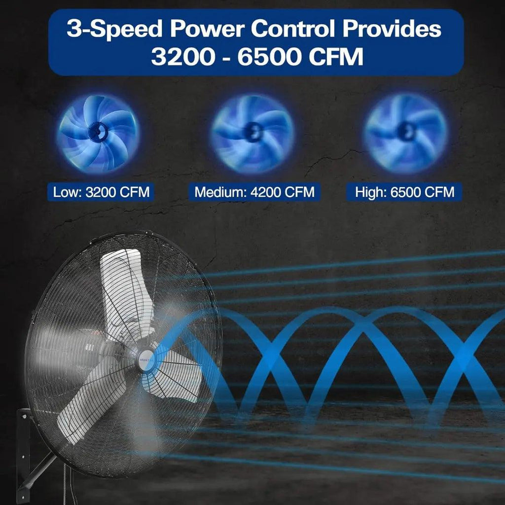 BILT HARD 24 in. 6500 CFM High Velocity Industrial Wall Fan, 3-Speed Wall Mount Oscillating Fan, Heavy Duty Shop Fan for Commercial, Garage, Warehouse, Workshops, Factory and Jobsites, UL Listed-Fan-Grease Monkey Garage