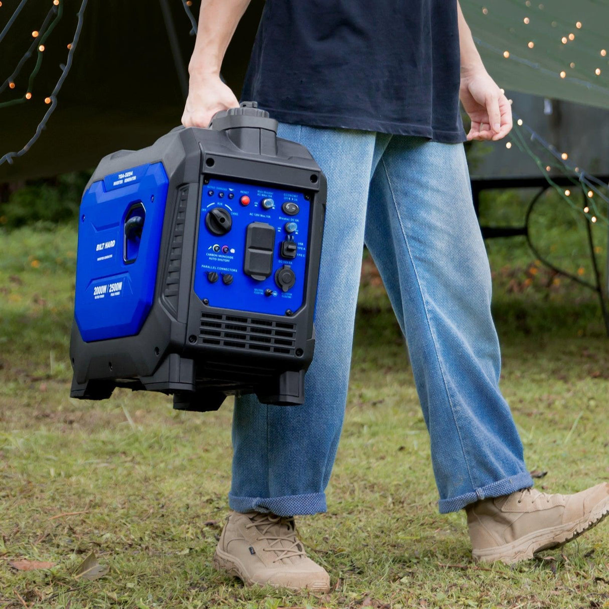 BILT HARD 2500W Portable Inverter Generator – Quiet 80cc 4-Stroke Ducar® Engine, CO Sensor, 120V AC & 12V DC, Compact Backup Power for Camping, RV, Home-Generator-Grease Monkey Garage