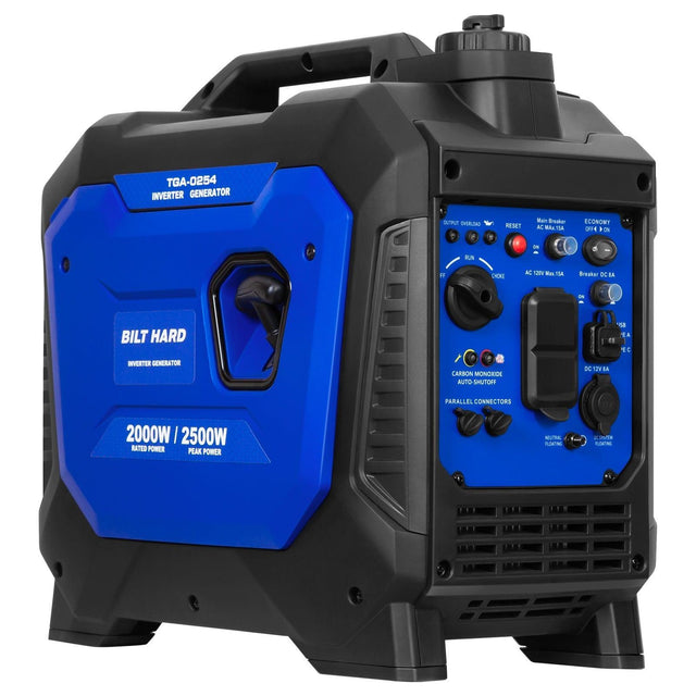 BILT HARD 2500W Portable Inverter Generator – Quiet 80cc 4-Stroke Ducar® Engine, CO Sensor, 120V AC & 12V DC, Compact Backup Power for Camping, RV, Home-Generator-Grease Monkey Garage
