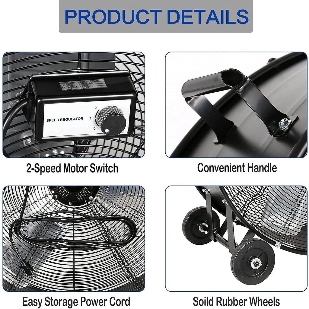 BILT HARD 30" 9100 CFM High Velocity Drum Fan, 2-Speed Heavy Duty Industrial Shop Fan for Commercial, Garage, Warehouse, Workshop, Factory and Basement, UL Listed-Fan-Grease Monkey Garage