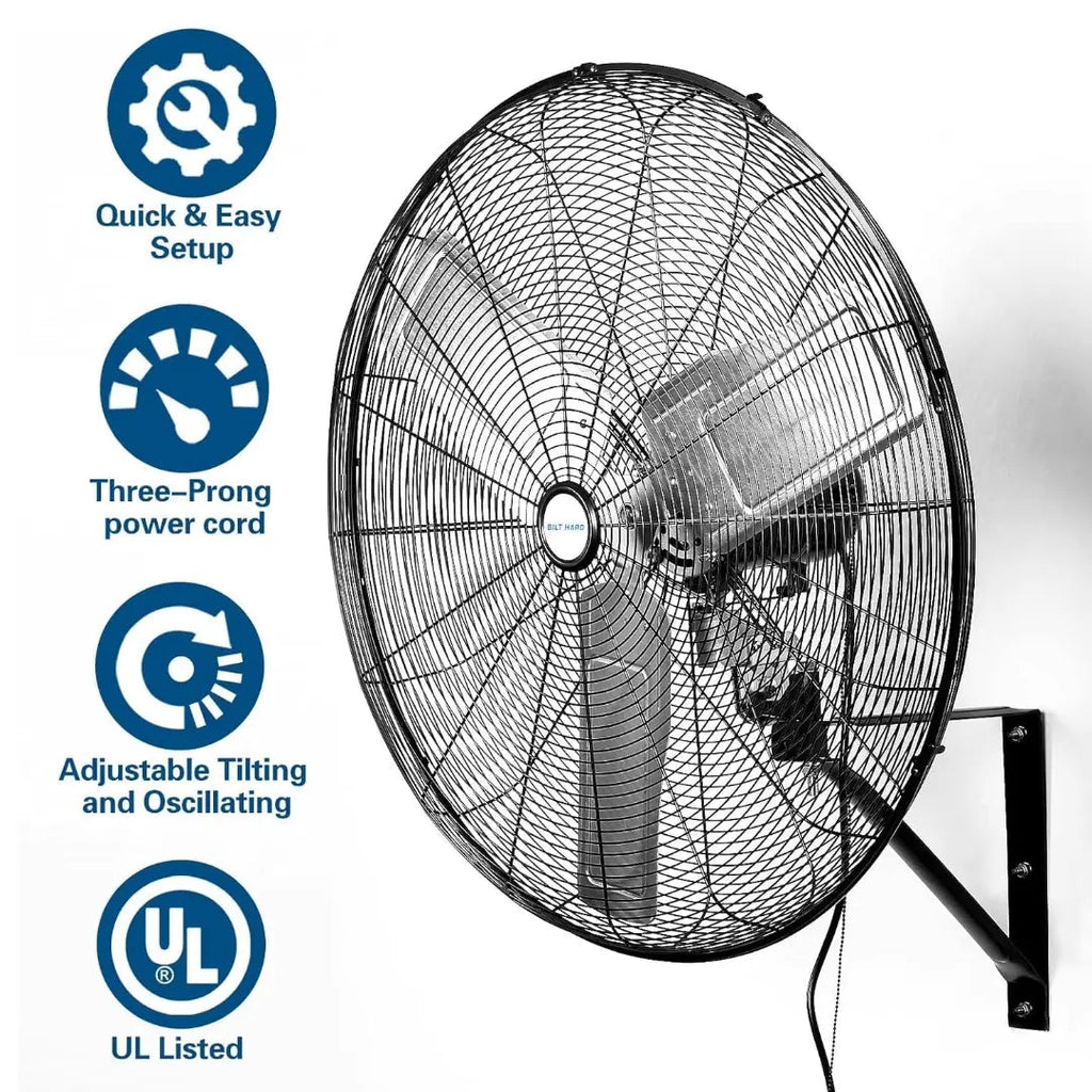 BILT HARD 30 in. 9500 CFM High Velocity Industrial Wall Fan, 3-Speed Wall Mount Oscillating Fan, Heavy Duty Shop Fan for Garage, Commercial, Warehouse, Factory, Workshops and Jobsites, UL Listed-Fan-Grease Monkey Garage