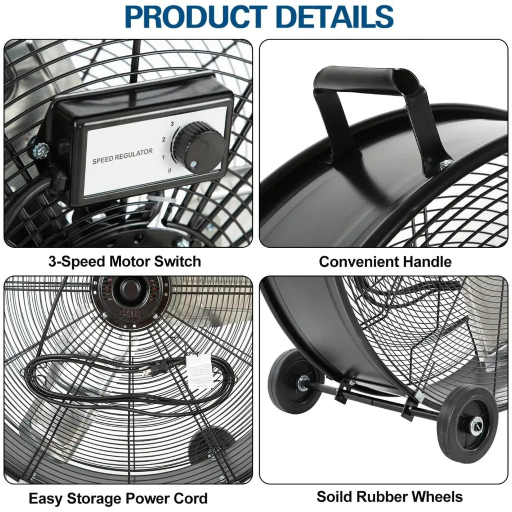 BILT HARD 34 inch 15000 CFM High Velocity Drum Fan, 3-Speed Industrial Heavy Duty Shop Fan for Warehouse, Garage, Commercial, Workshop and Factory - UL Listed-Fan-Grease Monkey Garage