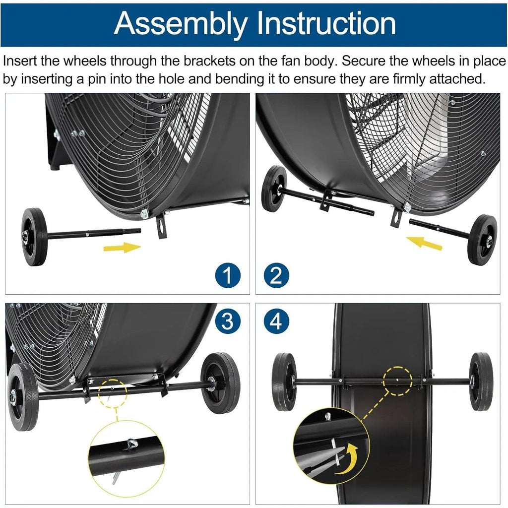 BILT HARD 34 inch 15000 CFM High Velocity Drum Fan, 3-Speed Industrial Heavy Duty Shop Fan for Warehouse, Garage, Commercial, Workshop and Factory - UL Listed-Fan-Grease Monkey Garage