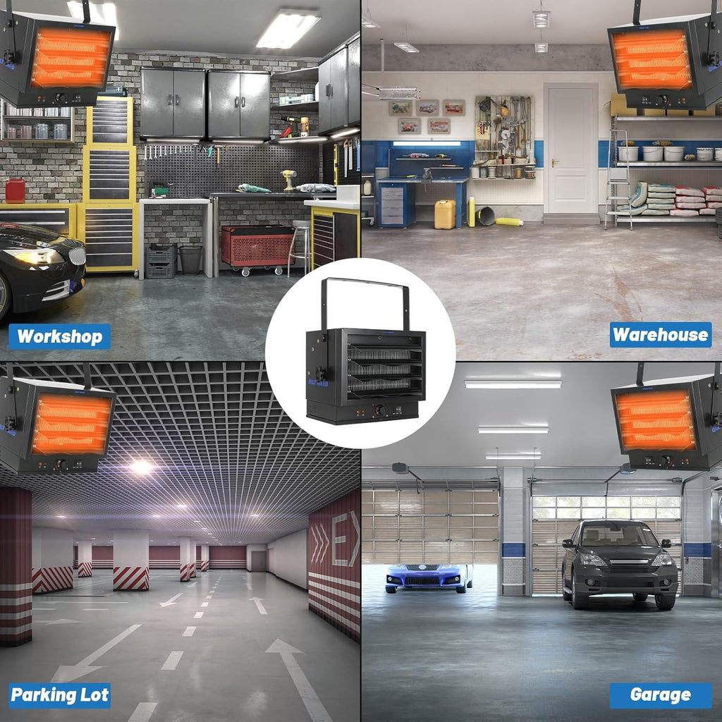 BILT HARD 5000W Electric Garage Heater, 240V Hardwired Fan-Forced Ceiling Mount Shop Heater with Build-in Thermostat, Industrial Heater for Garage and Workshop (Power Cord not Included)-Heater-Grease Monkey Garage