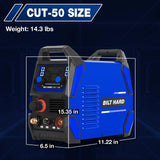 BILT HARD 50A Plasma Cutter, 110V/220V Dual Voltage Pilot Arc Plasma Cutter Machine, 5/8 inch Maximum Cut, IGBT Plasma Cutting Machine with Display Screen-Grease Monkey Garage