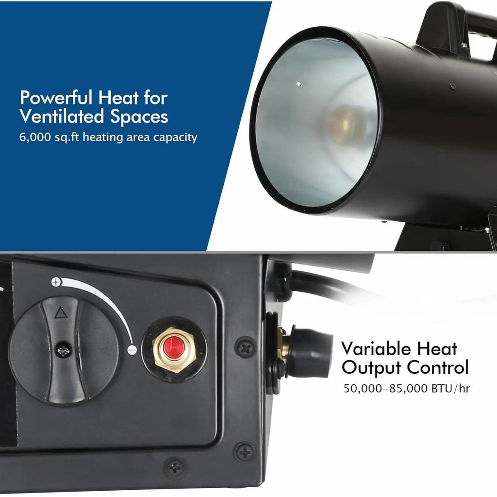 BILT HARD 85,000 BTU Forced Air Propane Heater, Adjustable Portable Liquid Propane Torpedo Heater, CSA Listed-Heater-Grease Monkey Garage