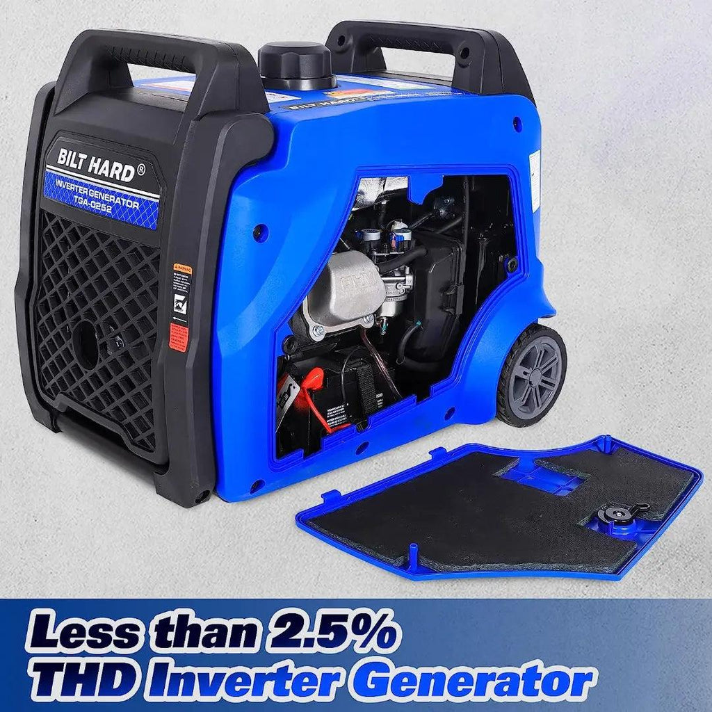 BILT HARD Portable Generator 5500 Watt, Quiet Inverter Generator with Electric Start, 120V NEMA 5-20R, NEMA TT-30R and 12V DC Output, Outdoor Generators for Home Backup Use and RV Ready-Generator-Grease Monkey Garage