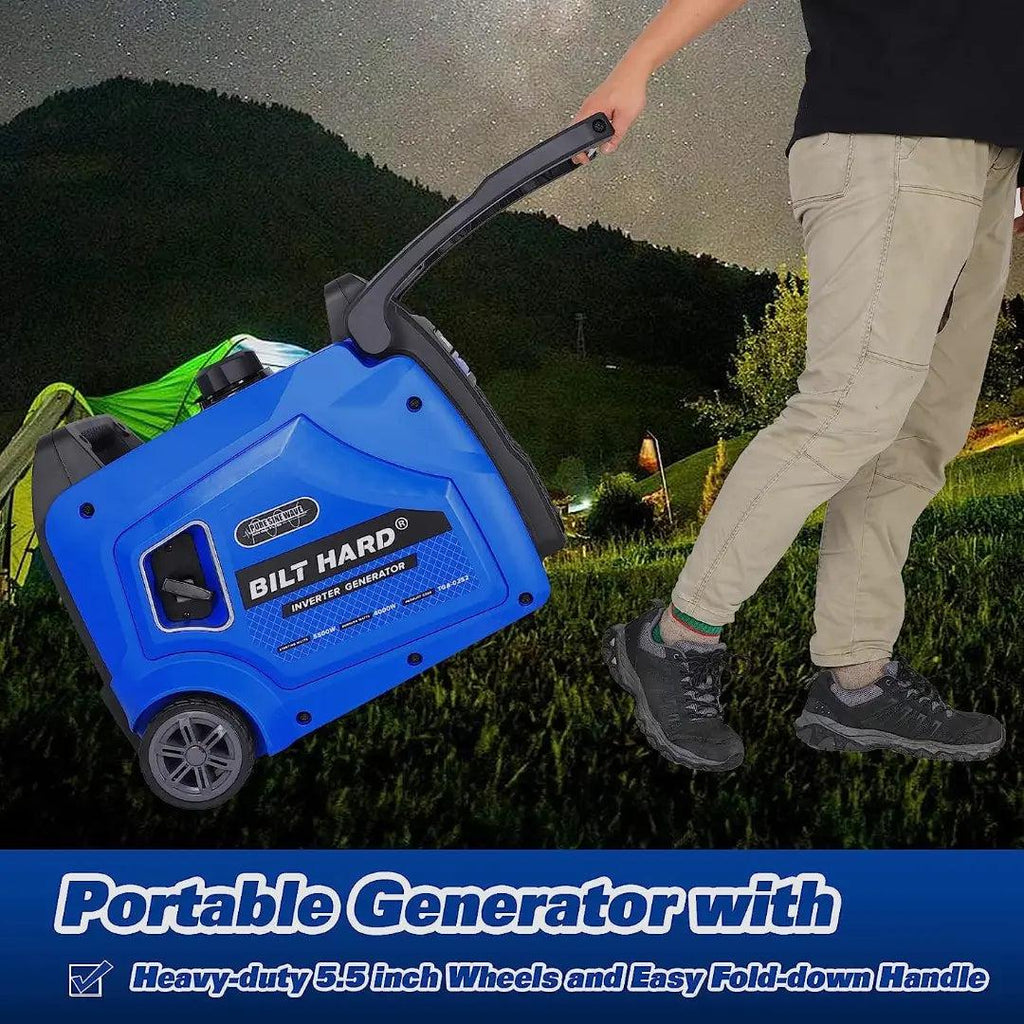 BILT HARD Portable Generator 5500 Watt, Quiet Inverter Generator with Electric Start, 120V NEMA 5-20R, NEMA TT-30R and 12V DC Output, Outdoor Generators for Home Backup Use and RV Ready-Generator-Grease Monkey Garage