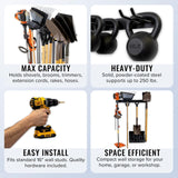 Bedrock Garage Tool Organizer | 2-Pack | Black-Wall Mounted-Grease Monkey Garage