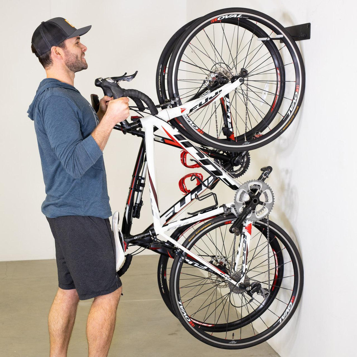 Blackstone Bike Storage Rack | 2 Bikes | Black-Wall Mounted-Grease Monkey Garage