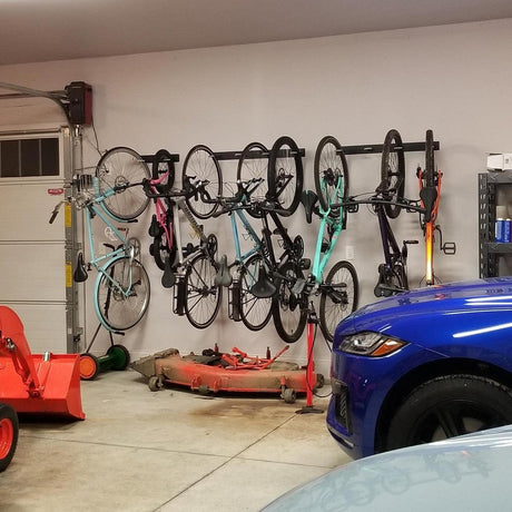 Blackstone Bike Storage Rack | 4 Bikes | Black-Wall Mounted-Grease Monkey Garage