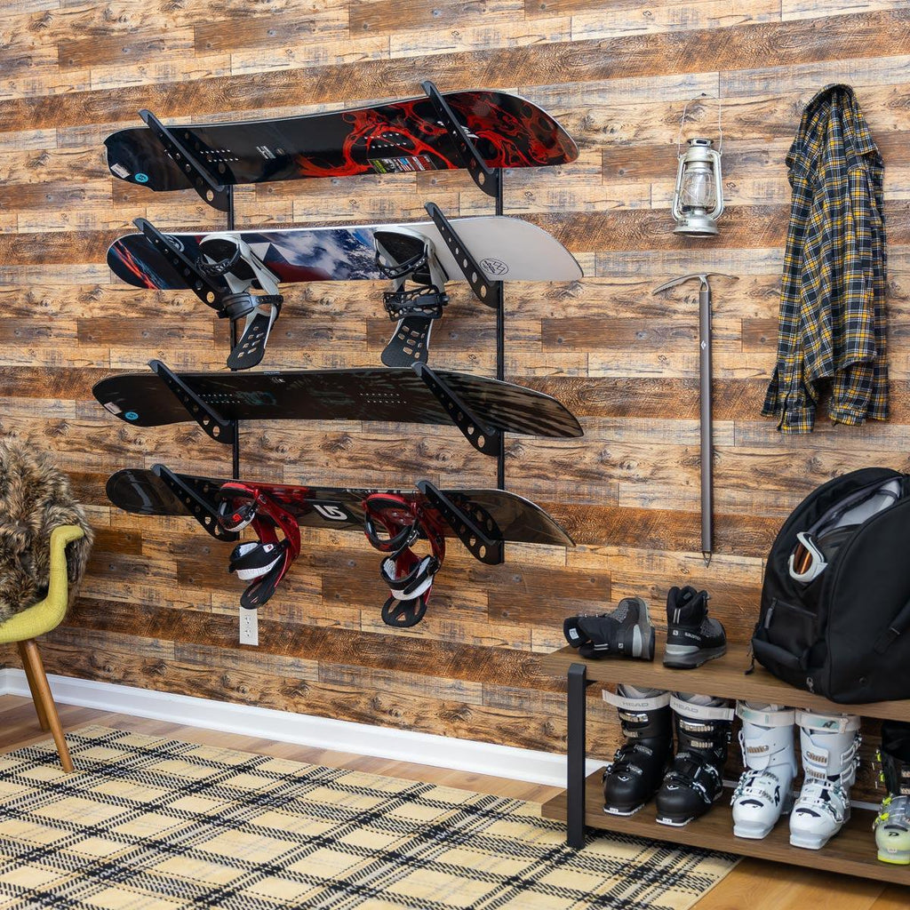 Brighton Snowboard Storage | Adjustable XSR | 4 Levels | Black-Wall Mounted-Grease Monkey Garage