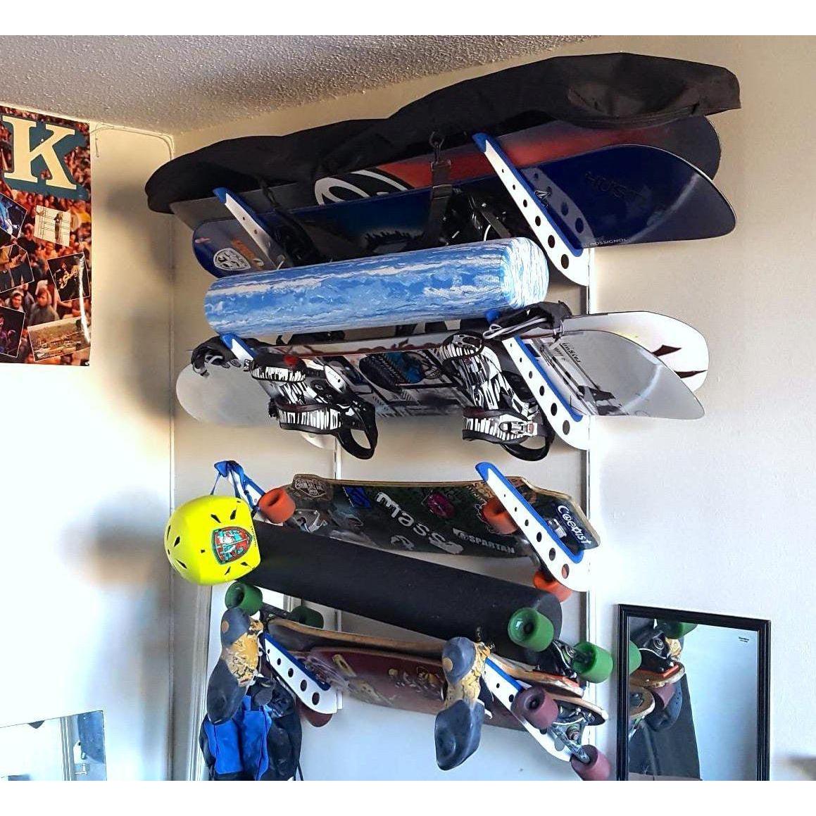 Brighton Snowboard Storage | Adjustable XSR | 4 Levels | White-Wall Mounted-Grease Monkey Garage