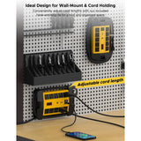 CRST 10 Outlets Dual USB Mountable Heavy Duty Metal Power Strip Surge Protector with Cord Wrapping Design, 15FT Power Cord-surge protector power strip-Grease Monkey Garage