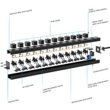 CRST 12 Outlets Wide Spaced Mountable Metal Power Strip Surge Protector, Optional 15FT or 6FT Flat Plug Power Cord-Surge protector Power strip-Grease Monkey Garage