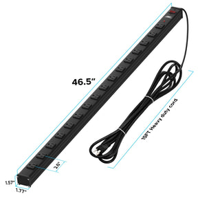 CRST 2.6" Wide Space 16 Outlets Mountable Metal Power Strip Surge Protector, 15FT Power Cord, Mounting Brackets Included-surge protector power strip-Grease Monkey Garage