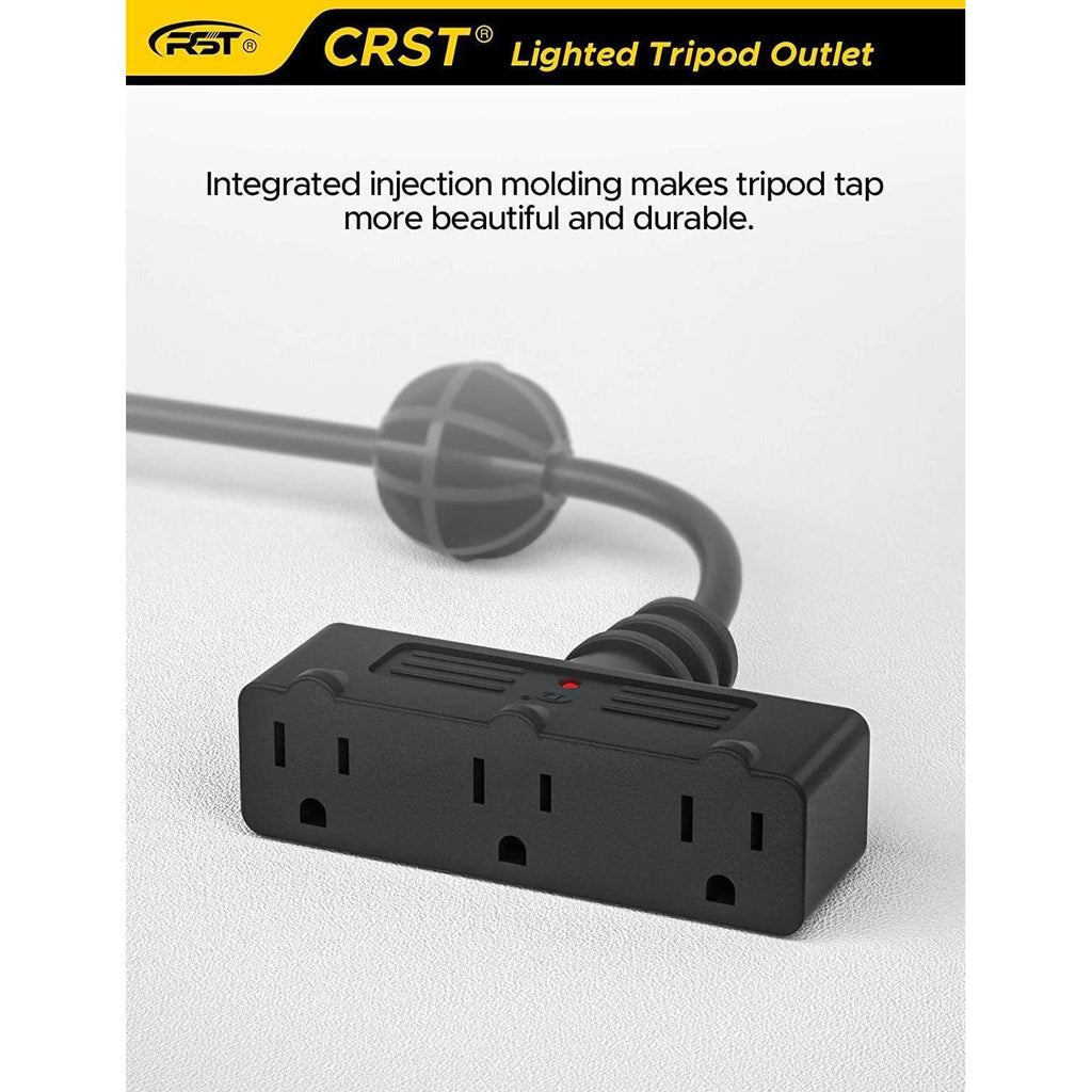 CRST 30FT Retractable Extension Power Cord Reel with Triple Taps, UL Listed-extension cord-Grease Monkey Garage