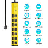 CRST 6 Outlets Dural USB Individual Switches Metal Power Strip Surge Protector, 6FT Flat Plug Power Cord-power strip-Grease Monkey Garage