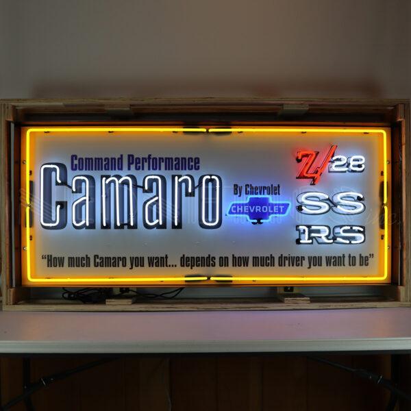 Camaro Command Performance Neon Sign in Steel Can (60")-Neon Signs-Grease Monkey Garage