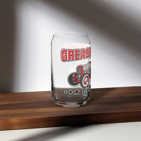 Can-shaped glass-Grease Monkey Garage