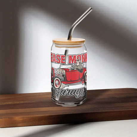 Can-shaped glass-Grease Monkey Garage