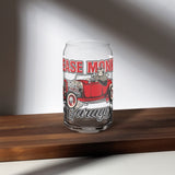 Can-shaped glass-Grease Monkey Garage