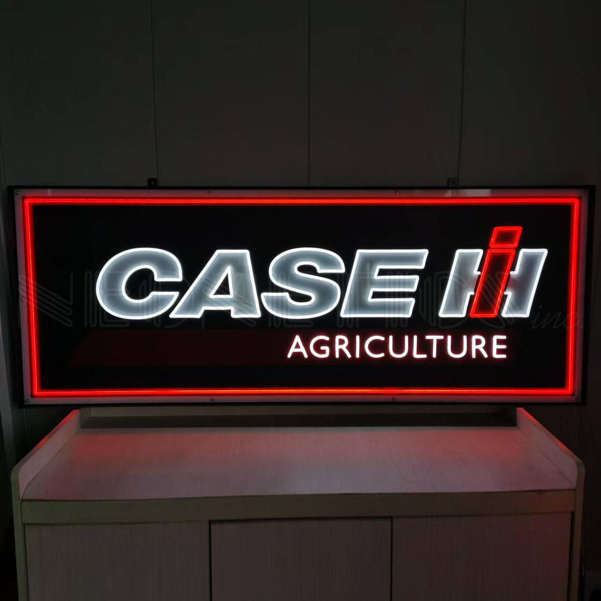 Case IH Agriculture LED Flex-Neon Sign in Steel Can-Grease Monkey Garage