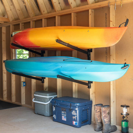 Champlain Kayak Storage | Indoor Adjustable Rack | 2 Levels-Wall Mounted-Grease Monkey Garage