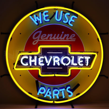 Chevrolet Parts Neon Sign with Backing-Neon Signs-Grease Monkey Garage